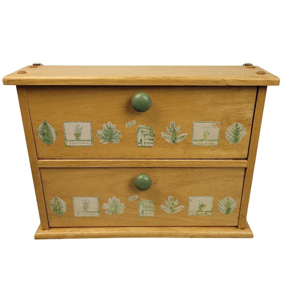 Vintage Pfaltzgraff Naturewood Wooden Spice Rack 2 Drawer Cottagecore Wall Shelf